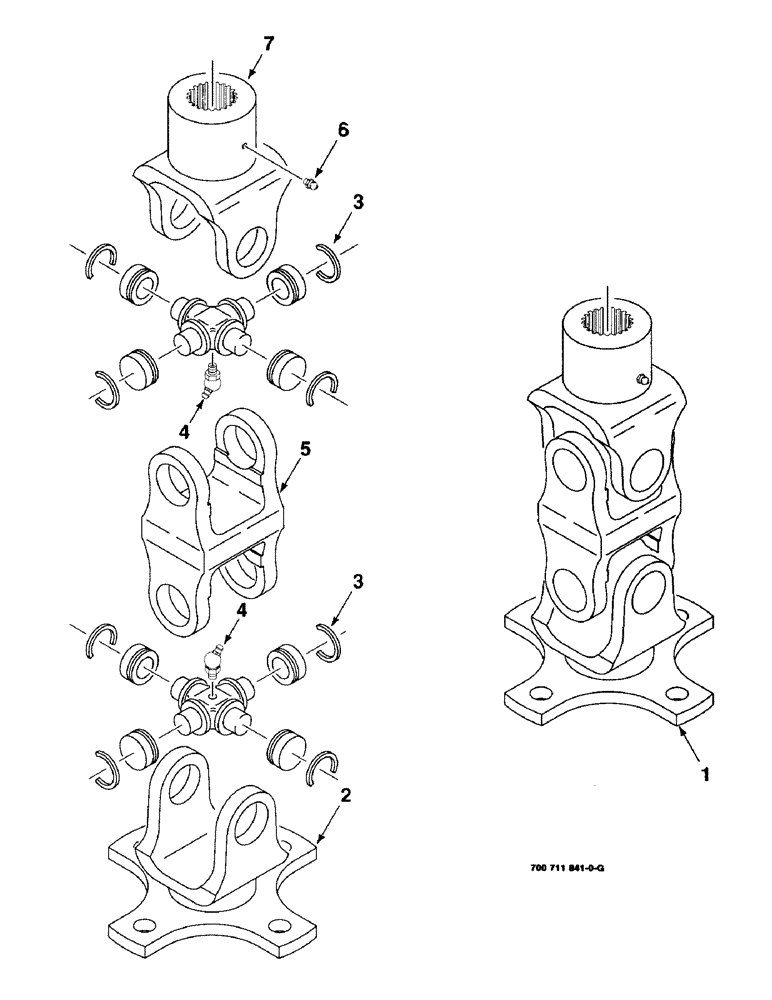 Схема запчастей Case IH 8309 - (3-08) - CUTTER BAR U-JOINT ASSEMBLY, 700711841 U-JOINT ASSEMBLY COMPLETE (58) - ATTACHMENTS/HEADERS