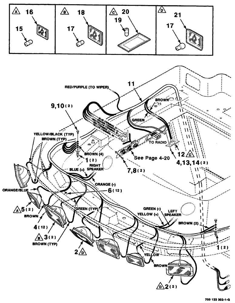 Схема запчастей Case IH 8880 - (04-028) - CAB LIGHT ASSEMBLIES - UPPER FRONT (55) - ELECTRICAL SYSTEMS