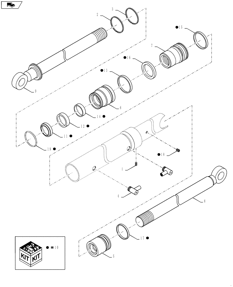 Схема запчастей Case IH L580 - (35.100.03[07]) - CYLINDER LDR12718710 (35) - HYDRAULIC SYSTEMS