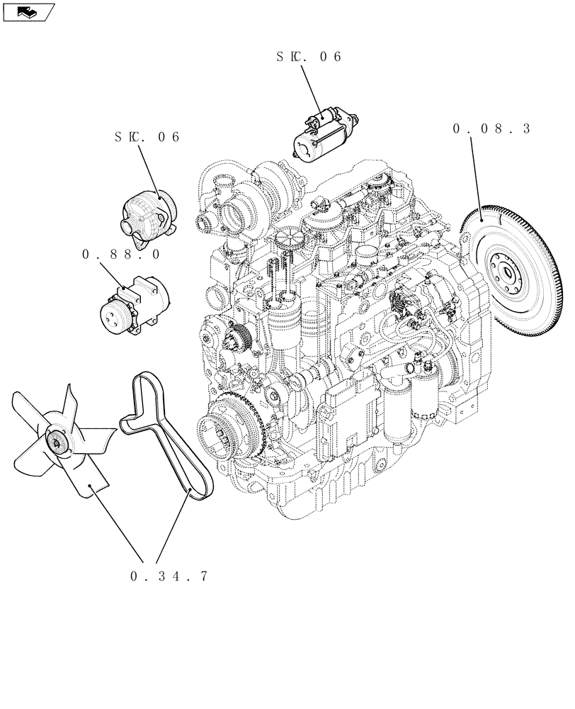 Схема запчастей Case IH MAXXUM 140 - (SEC. 01[02]) - ENGINE (00) - GENERAL