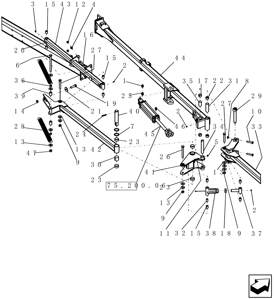 Схема запчастей Case IH 40 - (75.200.03) - ENDMARKER OUTER BI-FOLD (75) - SOIL PREPARATION