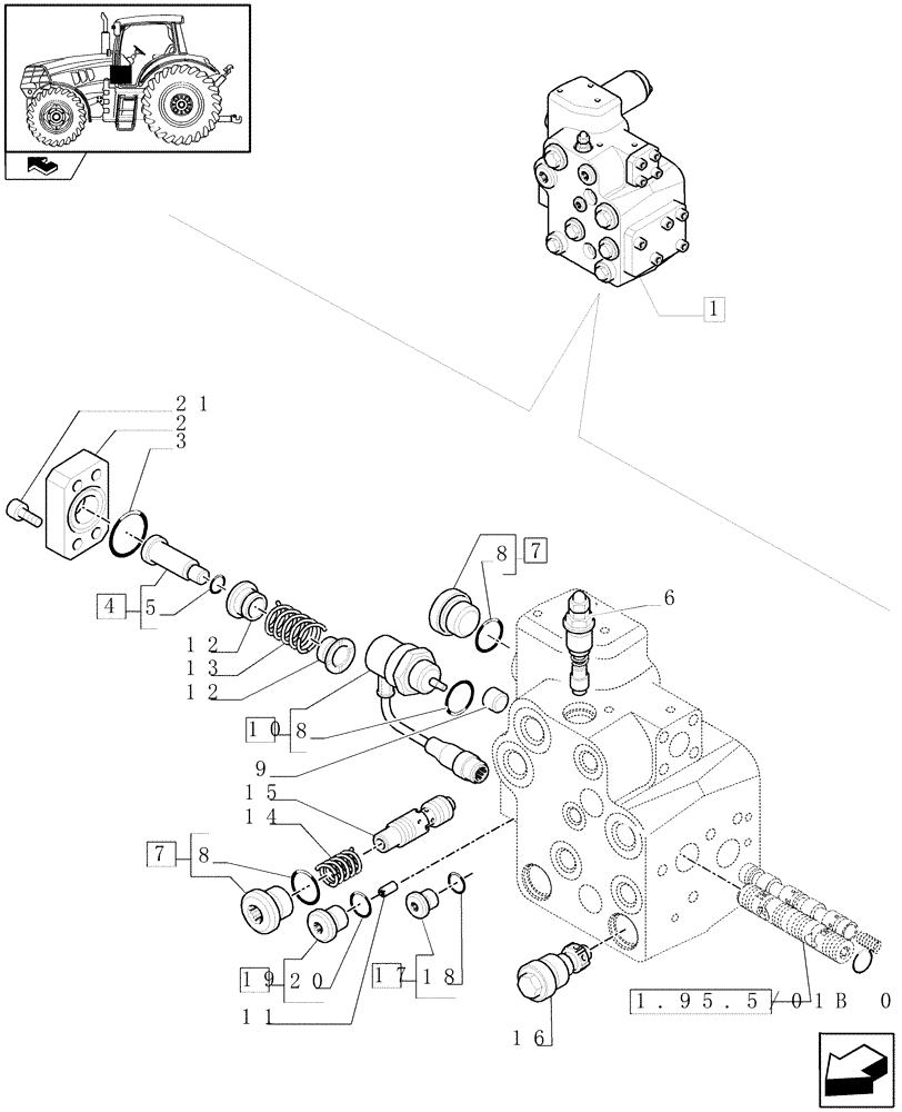 Схема запчастей Case IH MAXXUM 140 - (1.95.5/01B[02]) - VALVE - BREAKDOWN (10) - OPERATORS PLATFORM/CAB