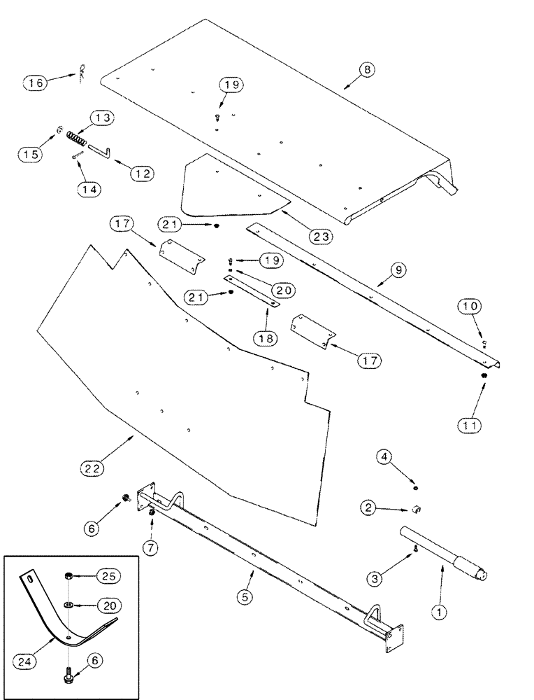 Схема запчастей Case IH 2388 - (09D-12) - CLEANING SHOE DOOR - SHIELD - MODELS WITH STRAW AND CHAFF SPREADER (16) - GRAIN ELEVATORS & AUGERS