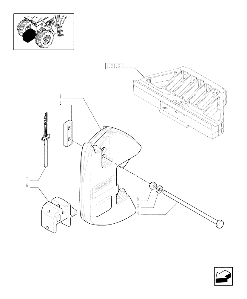 Схема запчастей Case IH MXM175 - (1.21.5/02) - (VAR.066-068) WEIGHT CARRIER - WITH HOOK (03) - TRANSMISSION