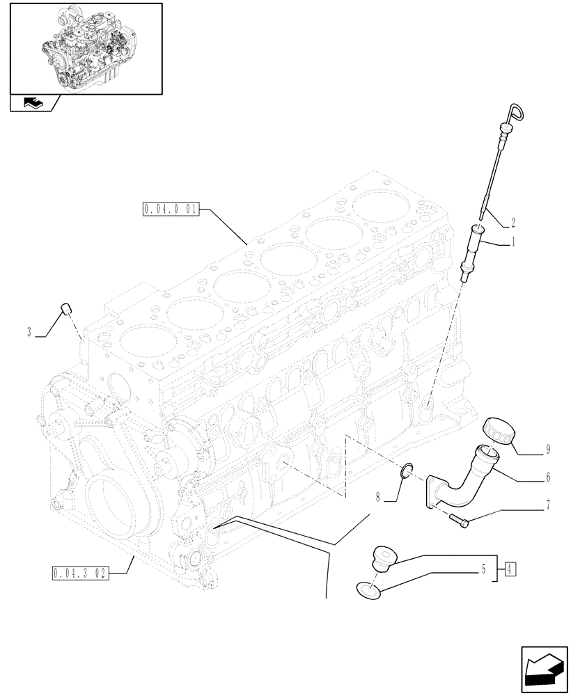 Схема запчастей Case IH F4GE9684B J604 - (0.27.0) - ENGINE OIL DIPSTICK (2853328 - 2852376) 