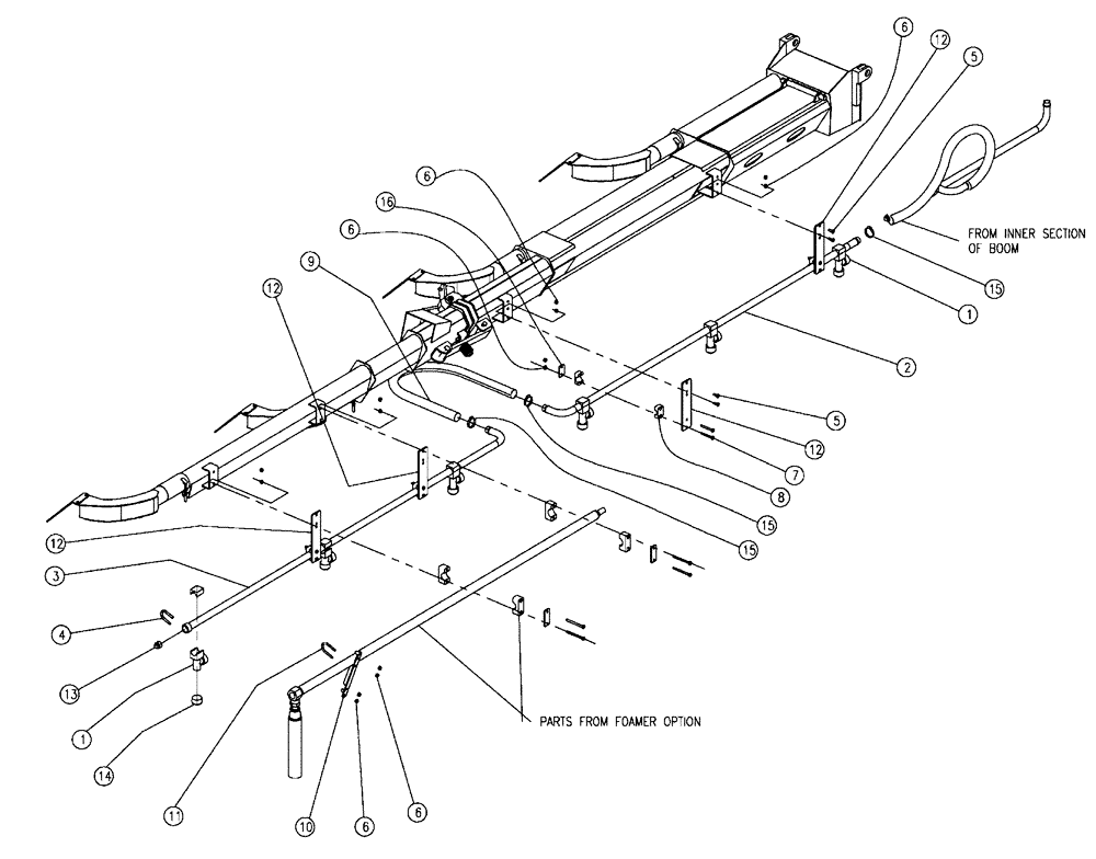 Схема запчастей Case IH 438 - (11-002) - BOOM PLUMBING, 2.5”, RH, OUTER, 70’ Wet Kit