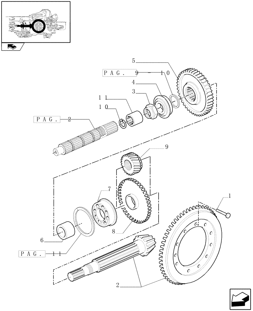 Схема запчастей Case IH PUMA 140 - (1.32.1[03]) - SEMI POWER SHIFT - CENTRAL REDUCTION GEARS (03) - TRANSMISSION