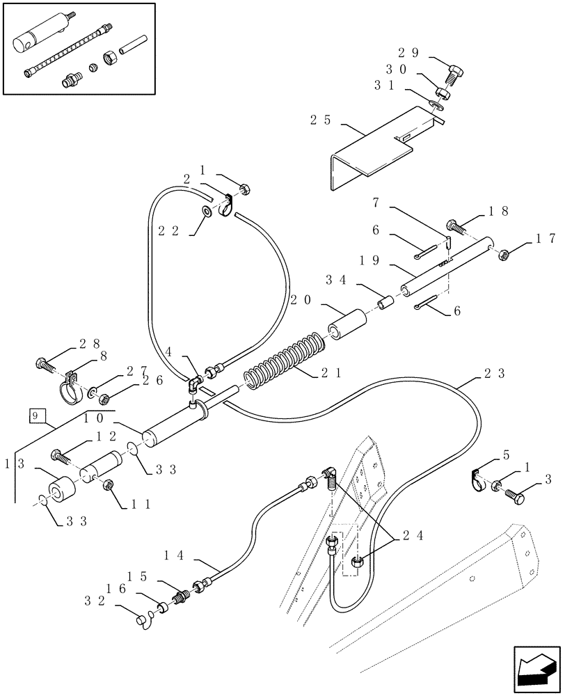 Схема запчастей Case IH LBX331P - (07.04[01]) - PICK-UP LIFTING SYSTEM (07) - HYDRAULIC SYSTEM