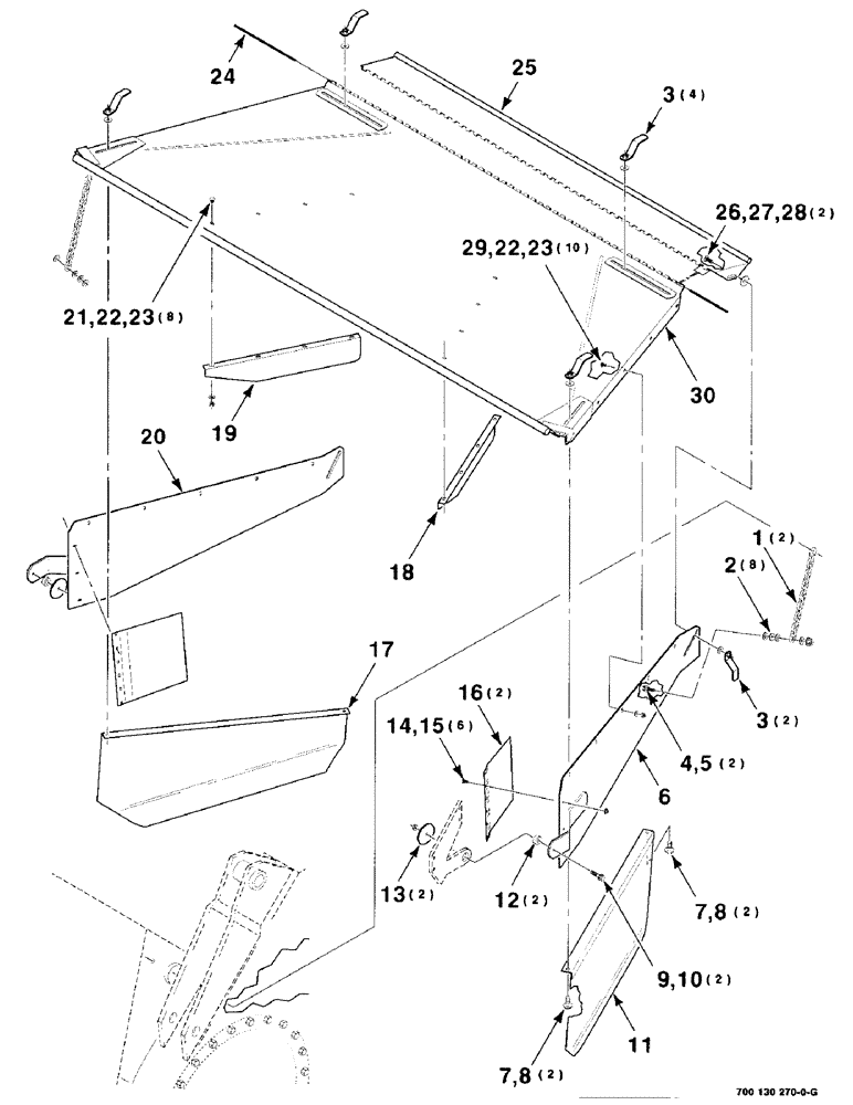 Схема запчастей Case IH 8850 - (7-12) - FORMING SHIELDS ASSEMBLY (90) - PLATFORM, CAB, BODYWORK AND DECALS