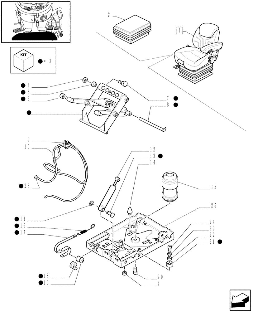 Схема запчастей Case IH MXU115 - (1.93.3/ D[05]) - "GRAMMER" SEAT WITH BELTS AND SWITCH - BREAKDOWN - W/CAB - C5052 (10) - OPERATORS PLATFORM/CAB