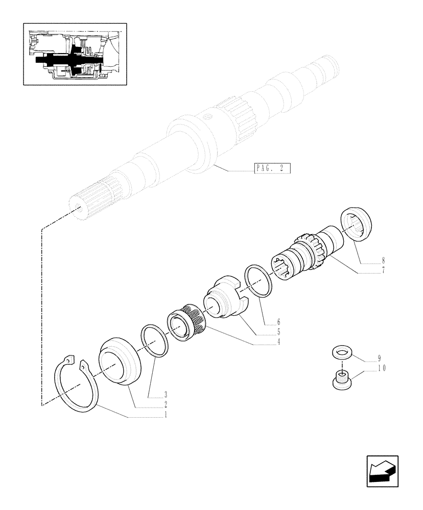 Схема запчастей Case IH MXU125 - (1.33.3[03]) - 4WD DRIVING GEAR - COUPLING SLEEVE AND HUB (04) - FRONT AXLE & STEERING