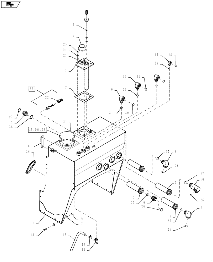 Схема запчастей Case IH 4430 - (35.300.01) - HYDRAULIC OIL TANK (35) - HYDRAULIC SYSTEMS