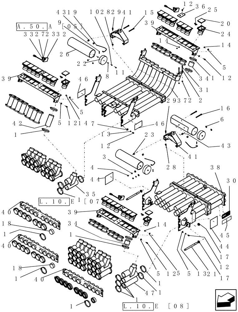 Схема запчастей Case IH ADX3360 - (L.10.F[22]) - CENTER MANIFOLD (2ND SERIAL NO. RANGE) L - Field Processing