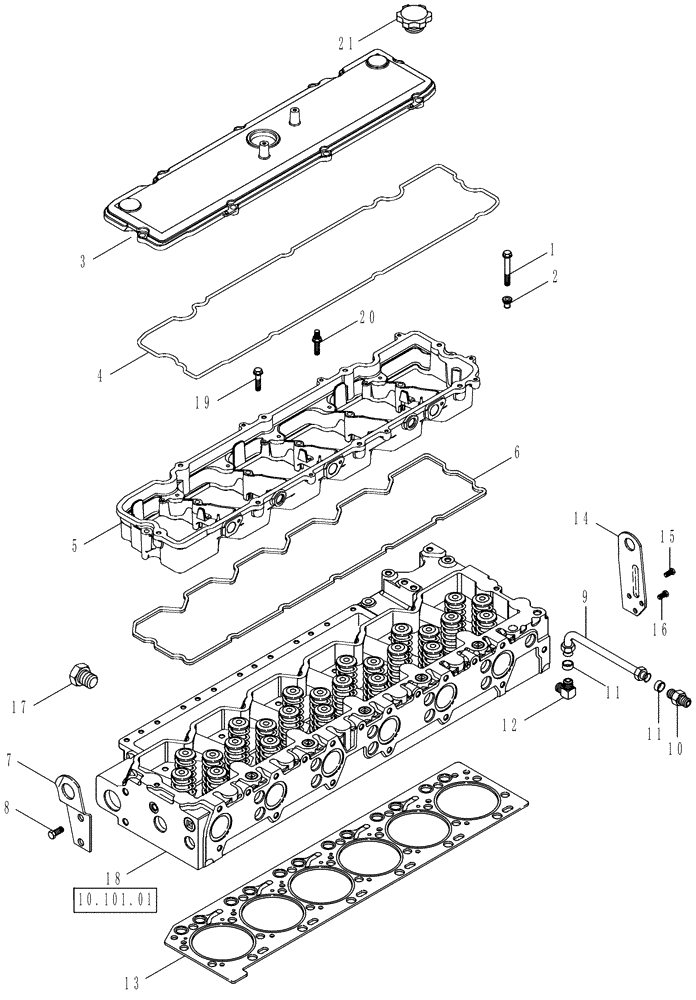 Схема запчастей Case IH 625 - (10.101.02) - CYLINDER HEAD AND COVER (10) - ENGINE