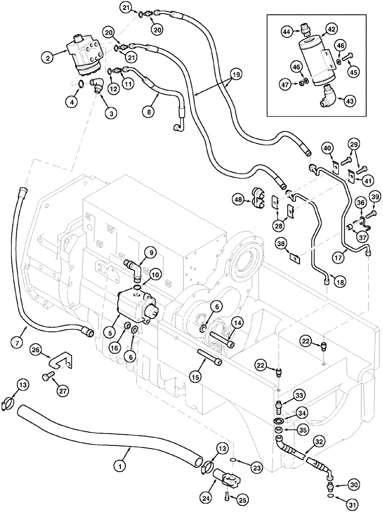 Схема запчастей Case IH CX100 - (05-05) - STEERING PIPES FRONT (05) - STEERING