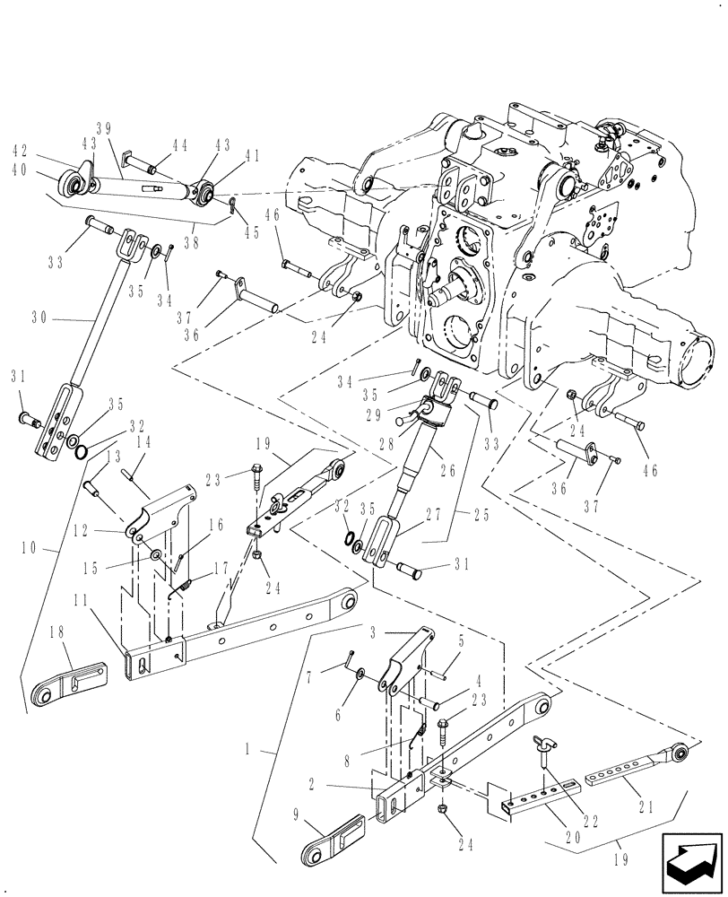 Схема запчастей Case IH FARMALL 40 - (09.03) - 3 POINT HITCH & HARDWARE (09) - IMPLEMENT LIFT