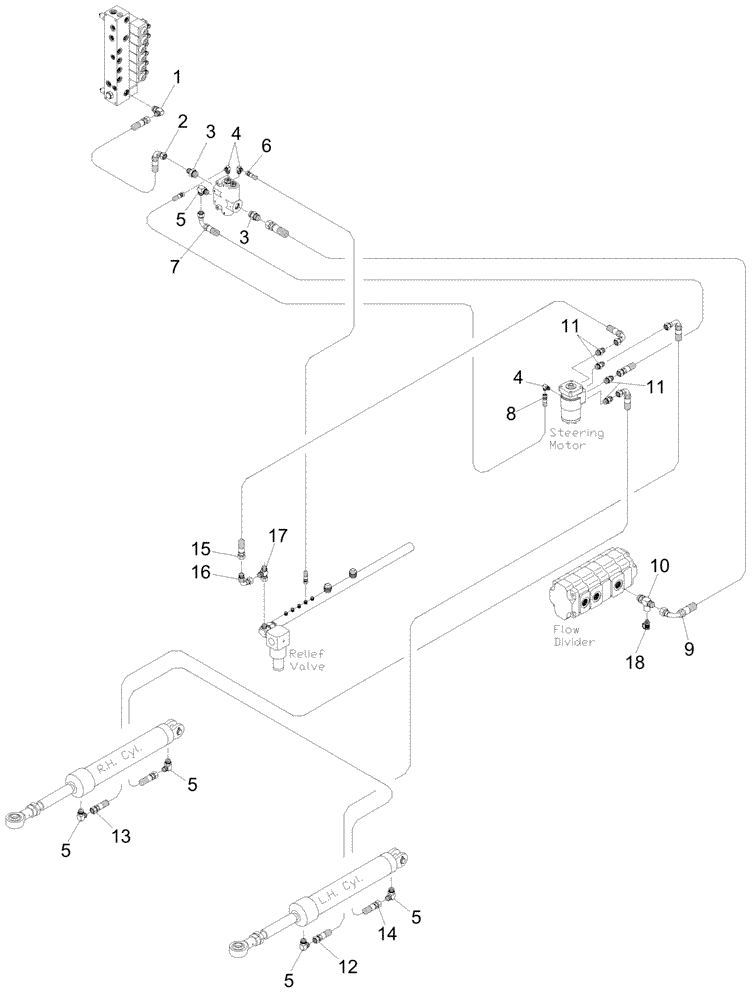 Схема запчастей Case IH A7700 - (B11.03[01]) - Hydraulic Circuit {Steering} (07) - HYDRAULICS