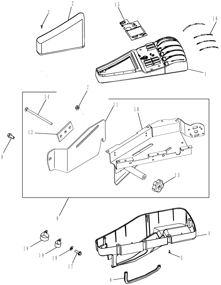 Схема запчастей Case IH MX215 - (09-37) - CONSOLE, RIGHT HAND, DELUXE AND LUXURY CAB - ASN Z6RZ04001 (09) - CHASSIS/ATTACHMENTS