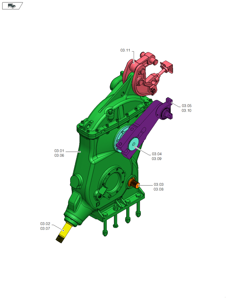 Схема запчастей Case IH LB433S - (03.00[01]) - PICTORIAL OVERVIEW 1/1 - MAIN GEARBOX (03) - MAIN GEARBOX