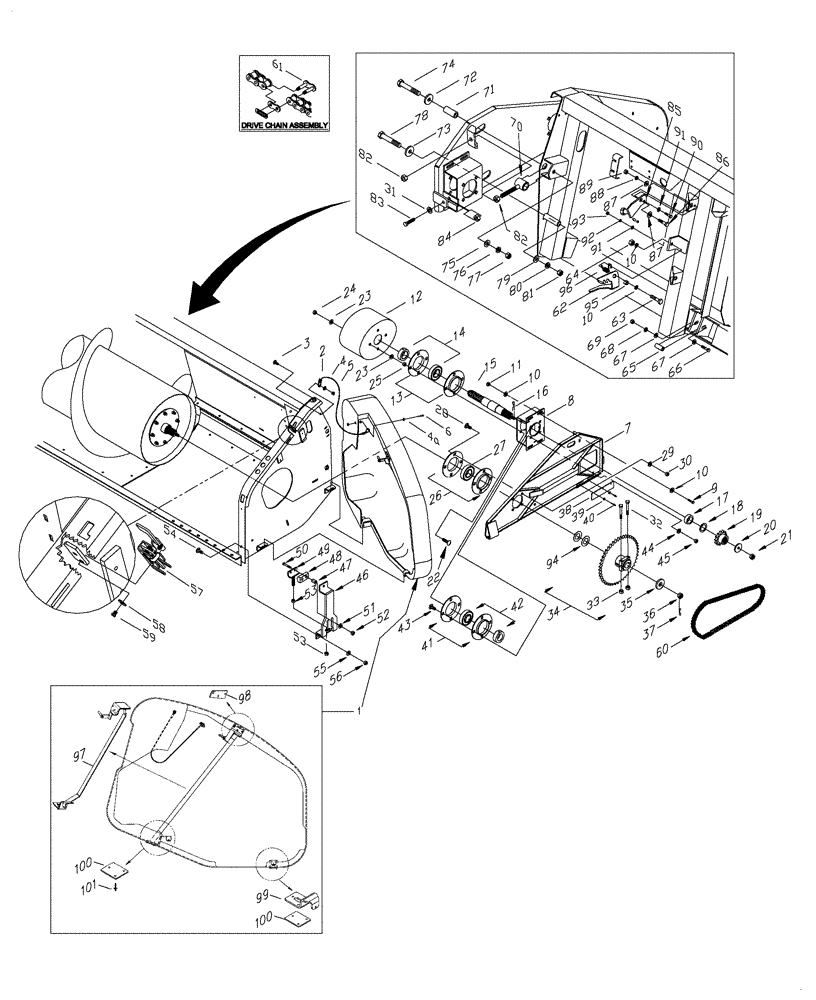 Схема запчастей Case IH 2016 - (60.220.02) - AUGER DRIVE AND SUPPORT, LEFT HAND (60) - PRODUCT FEEDING