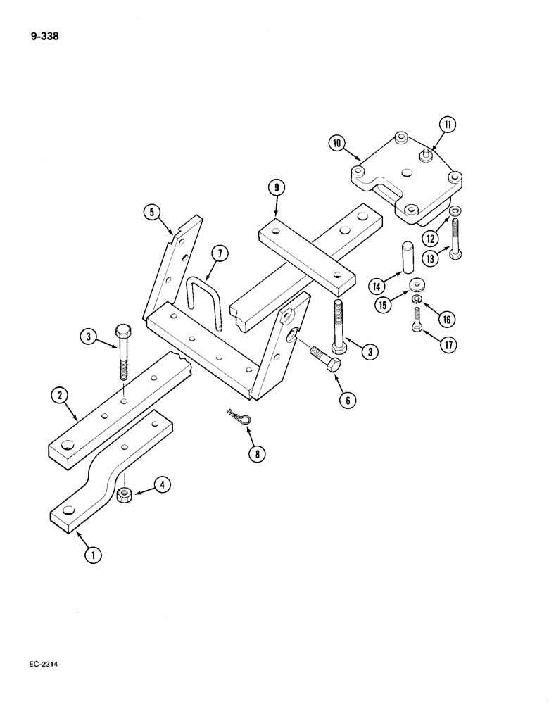 Схема запчастей Case IH 385 - (9-338) - SWINGING DRAWBAR (09) - CHASSIS/ATTACHMENTS