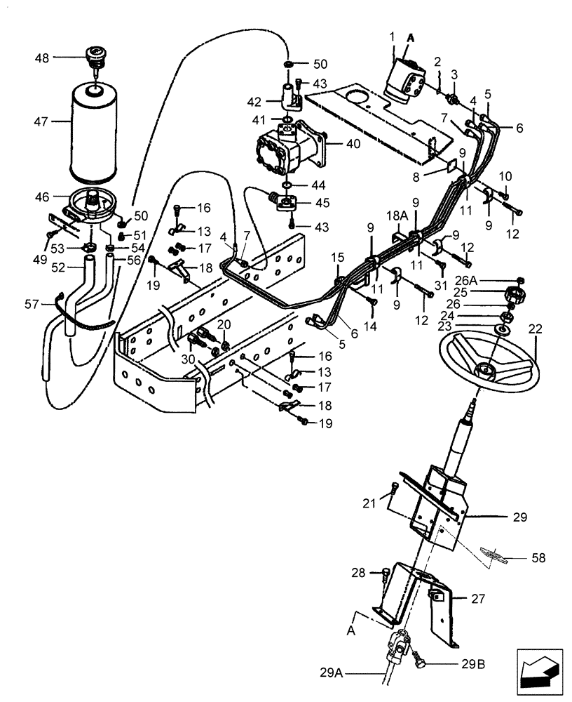 Схема запчастей Case IH DX48 - (04.03) - STEERING COLUMN, GEARBOX & PIPING (04) - FRONT AXLE & STEERING