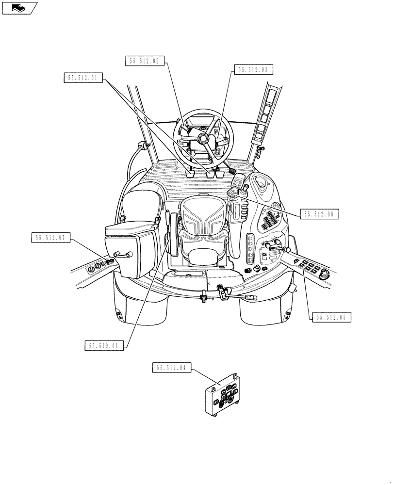 Схема запчастей Case IH PUMA 130 - (55.000.00[04]) - PICTORIAL INDEX - ELECTRICAL SYSTEM (55) - ELECTRICAL SYSTEMS