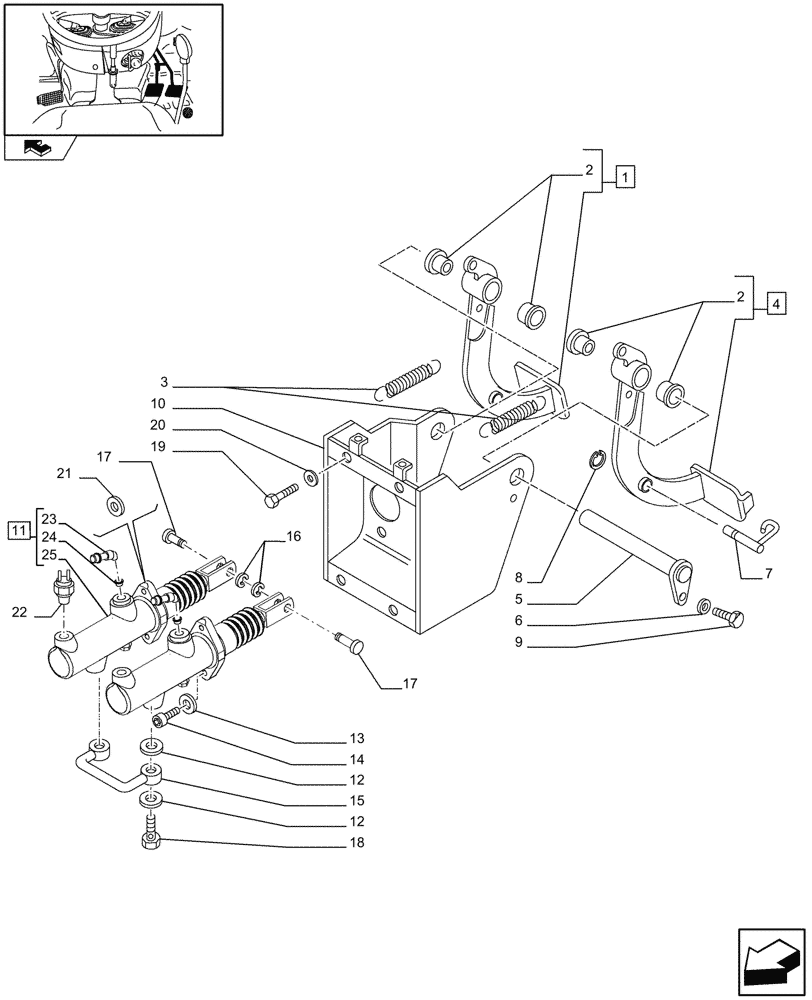 Схема запчастей Case IH FARMALL 80 - (1.92.68[01]) - BRAKE PEDALS (10) - OPERATORS PLATFORM/CAB