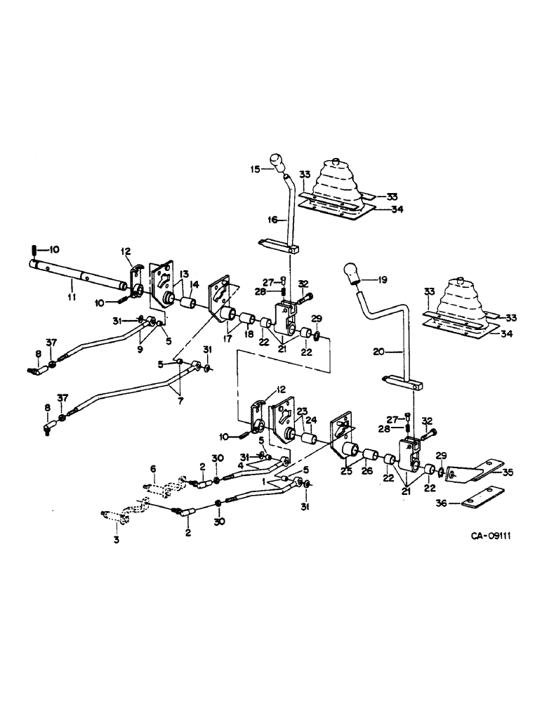 Схема запчастей Case IH 684 - (07-51) - DRIVE TRAIN, TRANSMISSION CONTROLS, EXTERNAL, 684 TRACTOR W/ H PATTERN SHIFT,TRACTORS W/O FWD & REV. (04) - Drive Train