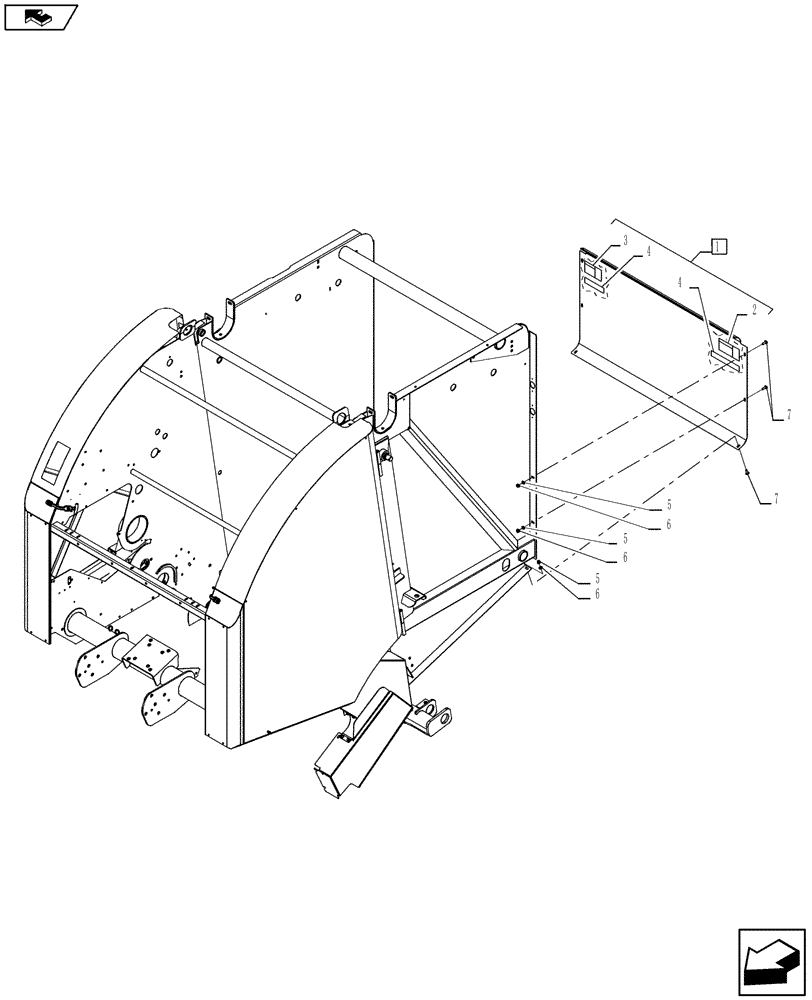 Схема запчастей Case IH RB455A - (90.105.02) - REAR SHIELD (90) - PLATFORM, CAB, BODYWORK AND DECALS