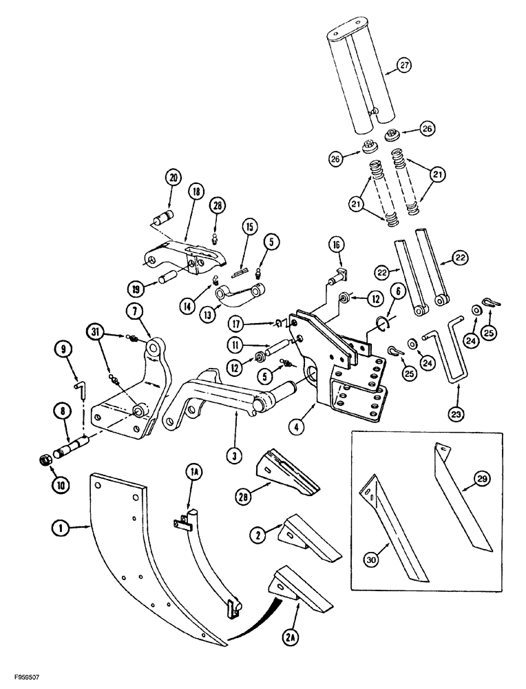 Схема запчастей Case IH 6814 - (09-07) - AUTOMATIC TRIP SHANK UNIT (09) - CHASSIS/ATTACHMENTS