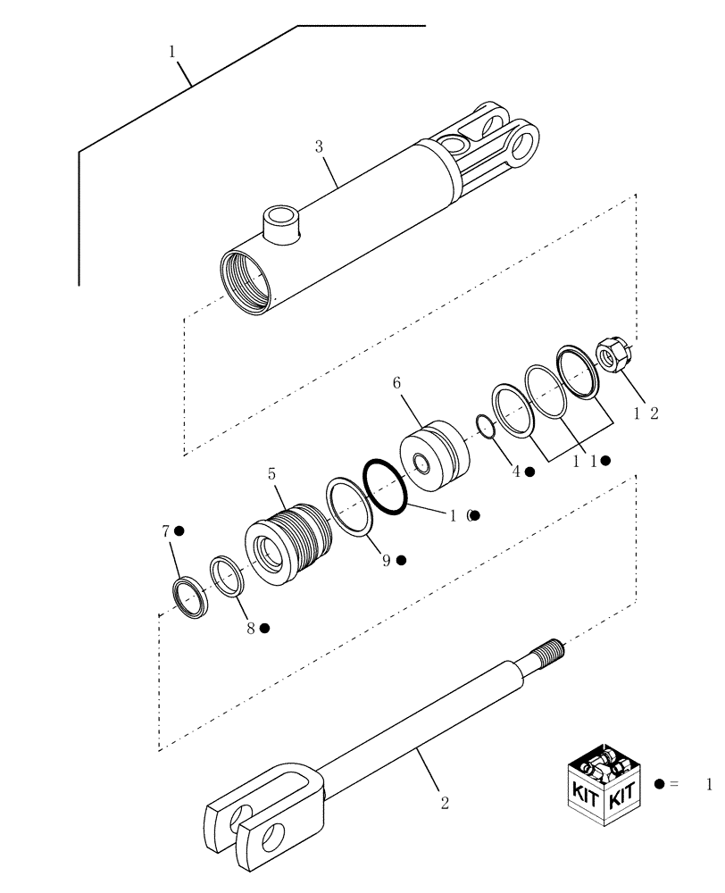 Схема запчастей Case IH 717130026 - (012) - HYDRAULIC CYLINDER, SIDE DEFLECTOR 