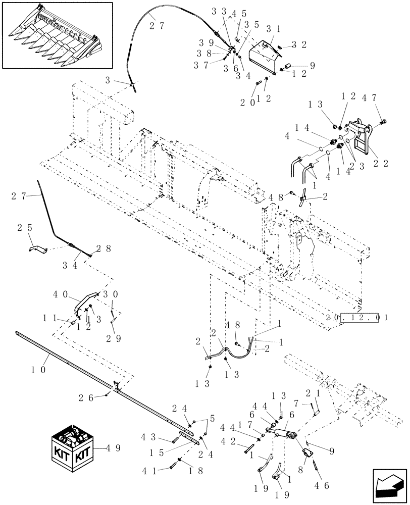 Схема запчастей Case IH 2412-20 - (20.07.01) - HYDRAULIC CONTROL, DECK PLATES, 20" & 22" (58) - ATTACHMENTS/HEADERS