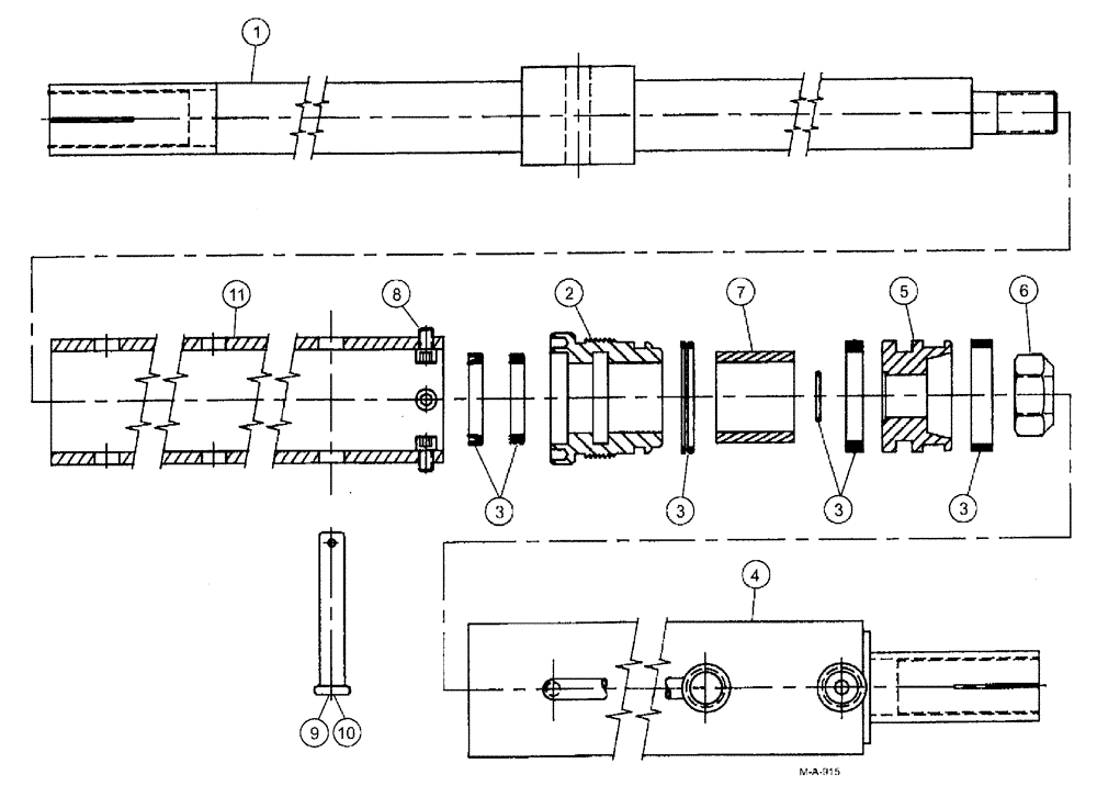 Схема запчастей Case IH SPX3185 - (07-011) - CYLINDERS - TIE ROD Cylinders