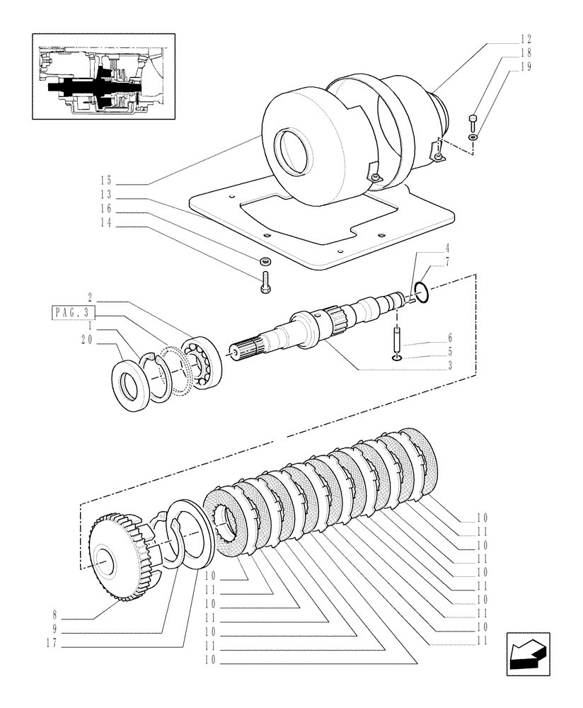 Схема запчастей Case IH MXM190 - (1.33.3/01[01]) - START HYDRAULIC CLUTCH (4WD) (04) - FRONT AXLE & STEERING