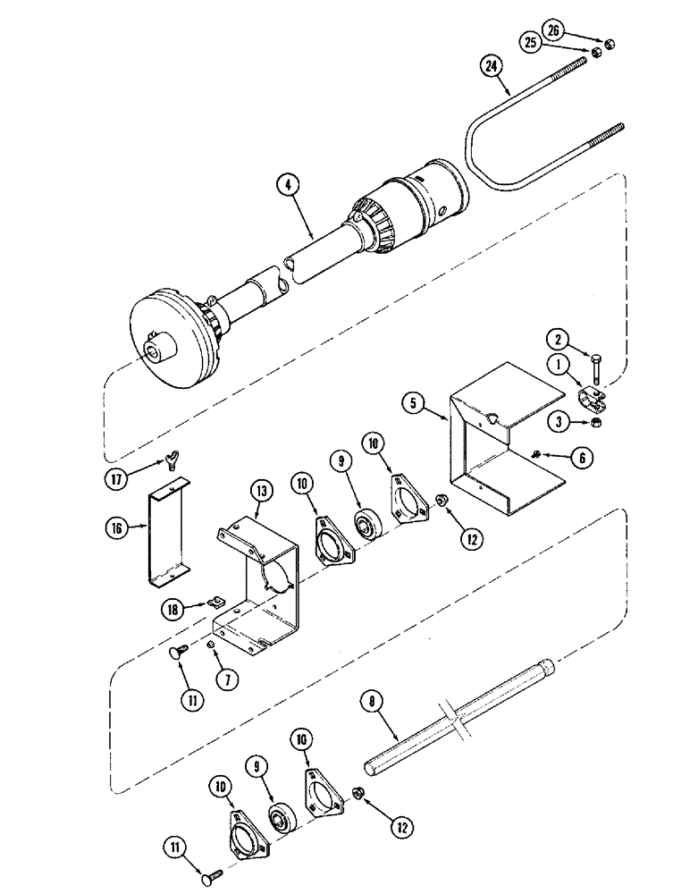 Схема запчастей Case IH 1020 - (9C-14) - AUGER JACKSHAFT DRIVE, 15.0 AND 16.5 FOOT HEADER (09) - CHASSIS/ATTACHMENTS