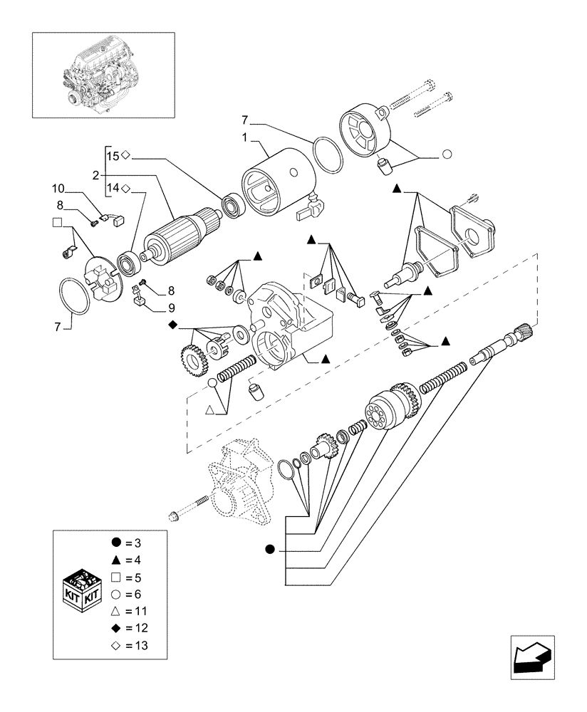 Схема запчастей Case IH AFX8010 - (B.80.A.82[2]) - STARTER MOTOR - PIN HAJ106401 AND AFTER B - Power Production