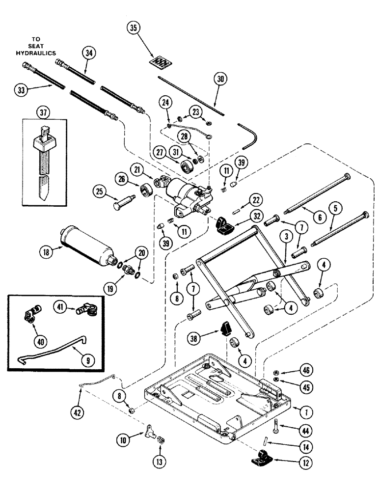 Схема запчастей Case IH 2594 - (9-060) - CLOTH SEAT, AIR/OIL SUSPENSION, PRIOR TO P.I.N. 9938101 (09) - CHASSIS/ATTACHMENTS