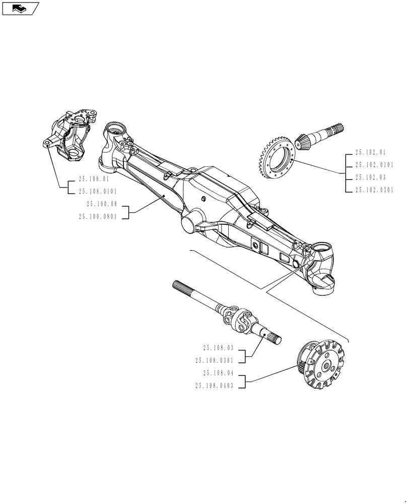 Схема запчастей Case IH PUMA 200 - (25.000.00[02]) - PICTORIAL INDEX - FRONT MECHANICAL DRIVE (25) - FRONT AXLE SYSTEM