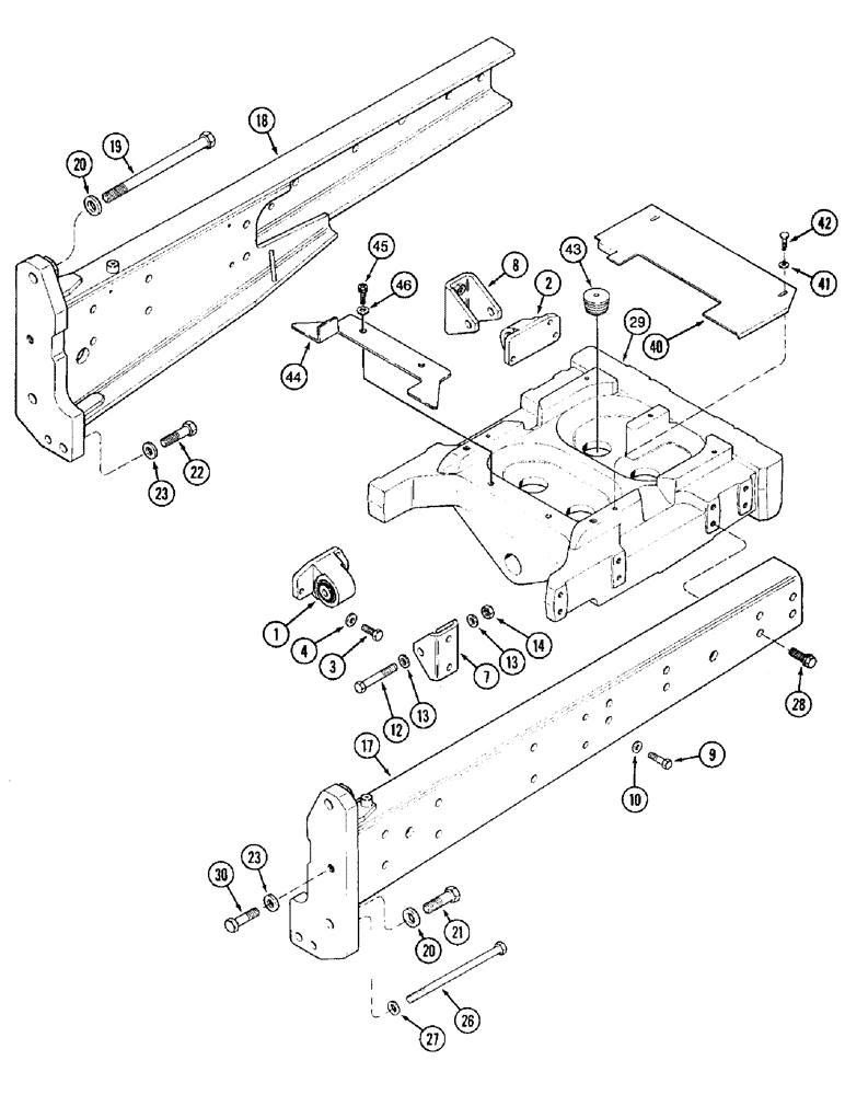 Схема запчастей Case IH 8950 - (9-016) - ENGINE MOUNT AND SIDE FRAME (09) - CHASSIS/ATTACHMENTS