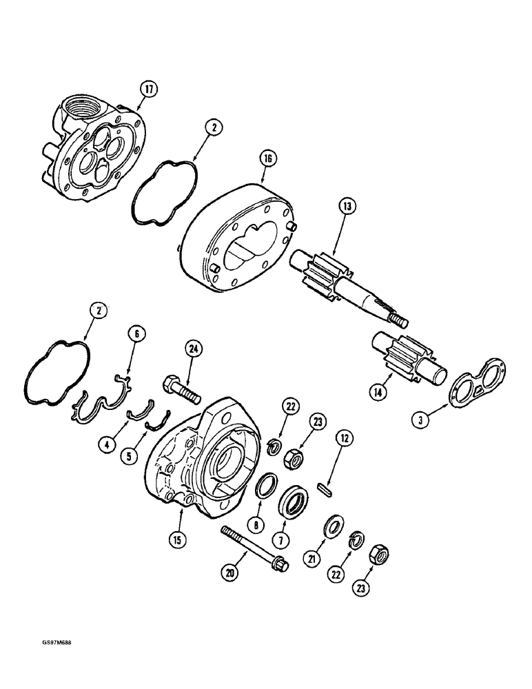 Схема запчастей Case IH 1660 - (8-128) - REEL LIFT PUMP, PRIOR TO P.I.N. JJC0103800 (07) - HYDRAULICS