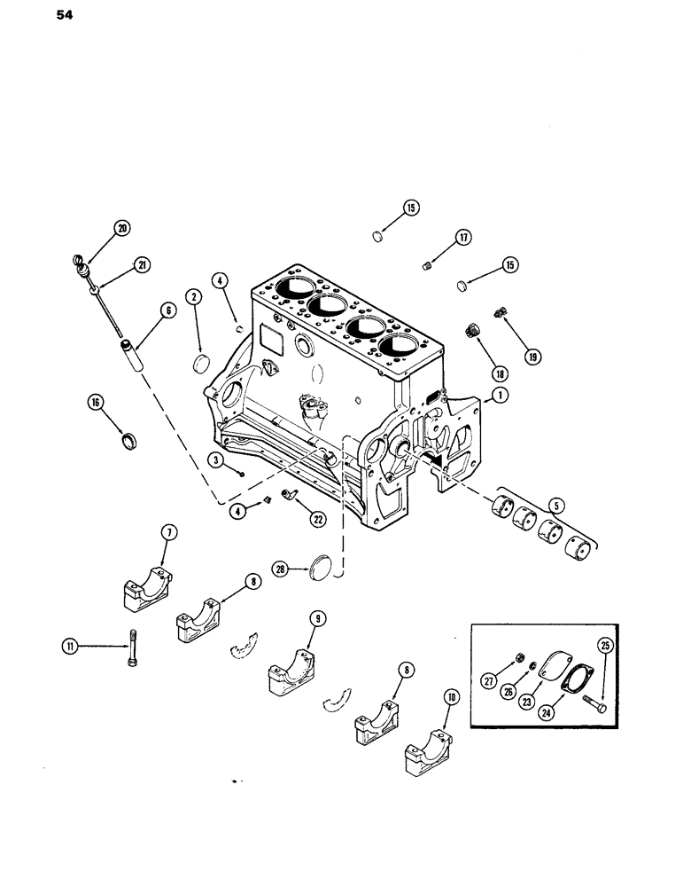 Схема запчастей Case IH 770 - (054) - CYLINDER BLOCK ASSEMBLY, 251B SPARK IGNITION ENGINE (02) - ENGINE