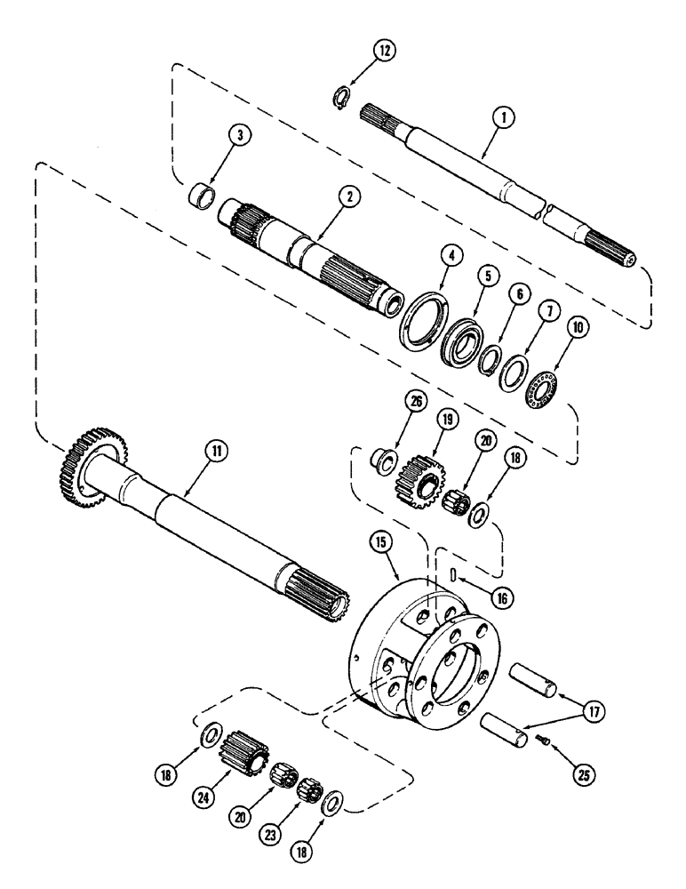 Схема запчастей Case IH 2096 - (6-168) - POWER SHIFT TRANSMISSION, CLUTCH PLANETARY, PRIOR TO TRANSMISSION SERIAL NUMBER 16264559 (06) - POWER TRAIN