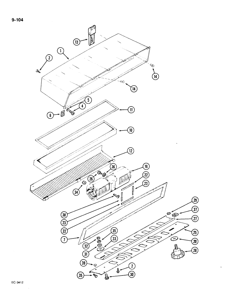 Схема запчастей Case IH 1896 - (9-104) - AIR FILTER AND BLOWER HOUSING (09) - CHASSIS/ATTACHMENTS