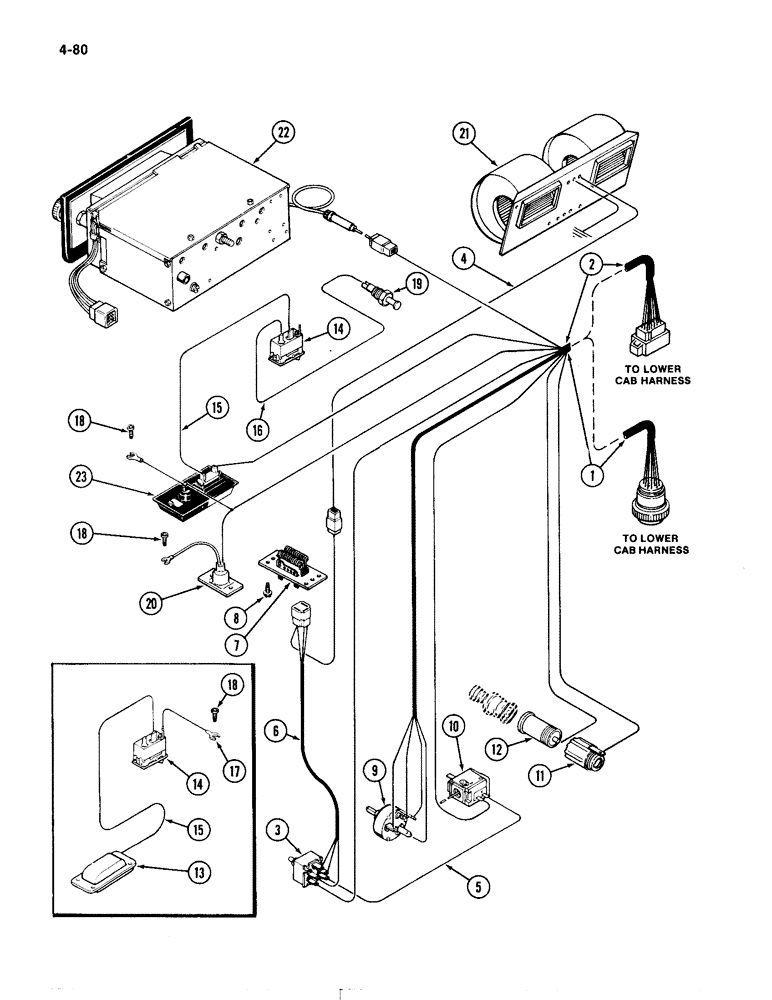 Схема запчастей Case IH 4490 - (4-080) - CAB, HEADLINER WIRING (04) - ELECTRICAL SYSTEMS