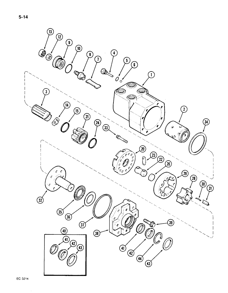 Схема запчастей Case IH 1896 - (5-14) - HYDROSTATIC STEERING PUMP, TRW, TWO WHEEL DRIVE TRACTORS (05) - STEERING