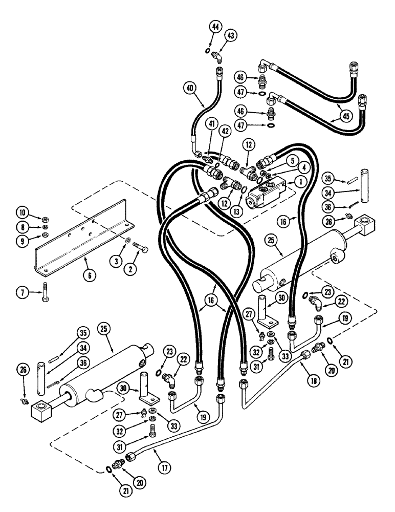 Схема запчастей Case IH 4890 - (5-146) - REAR STEERING HYDRAULICS, CHECK VALVE AND CYLINDERS, P.I.N. 8858086 & AFTER (05) - STEERING