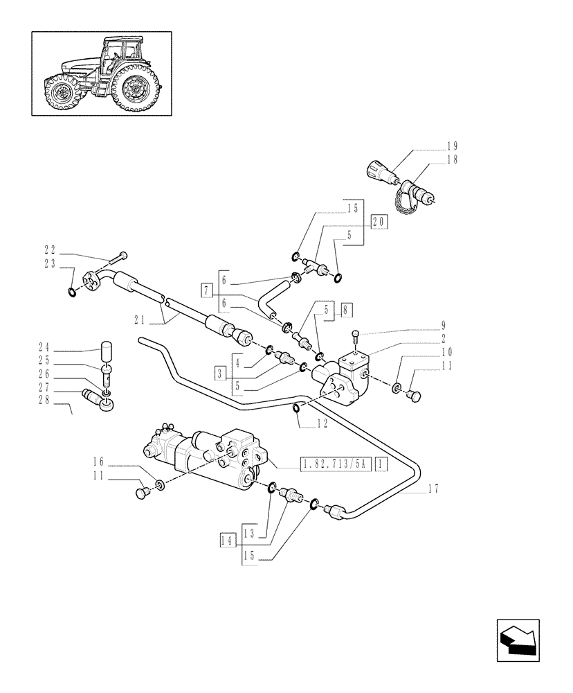 Схема запчастей Case IH MXM190 - (1.82.713/05[01]) - (VAR.414/1) TRAILER BRAKE VALVE FOR LOAD SENSING CLOSED CENTRE (CCLS) (07) - HYDRAULIC SYSTEM