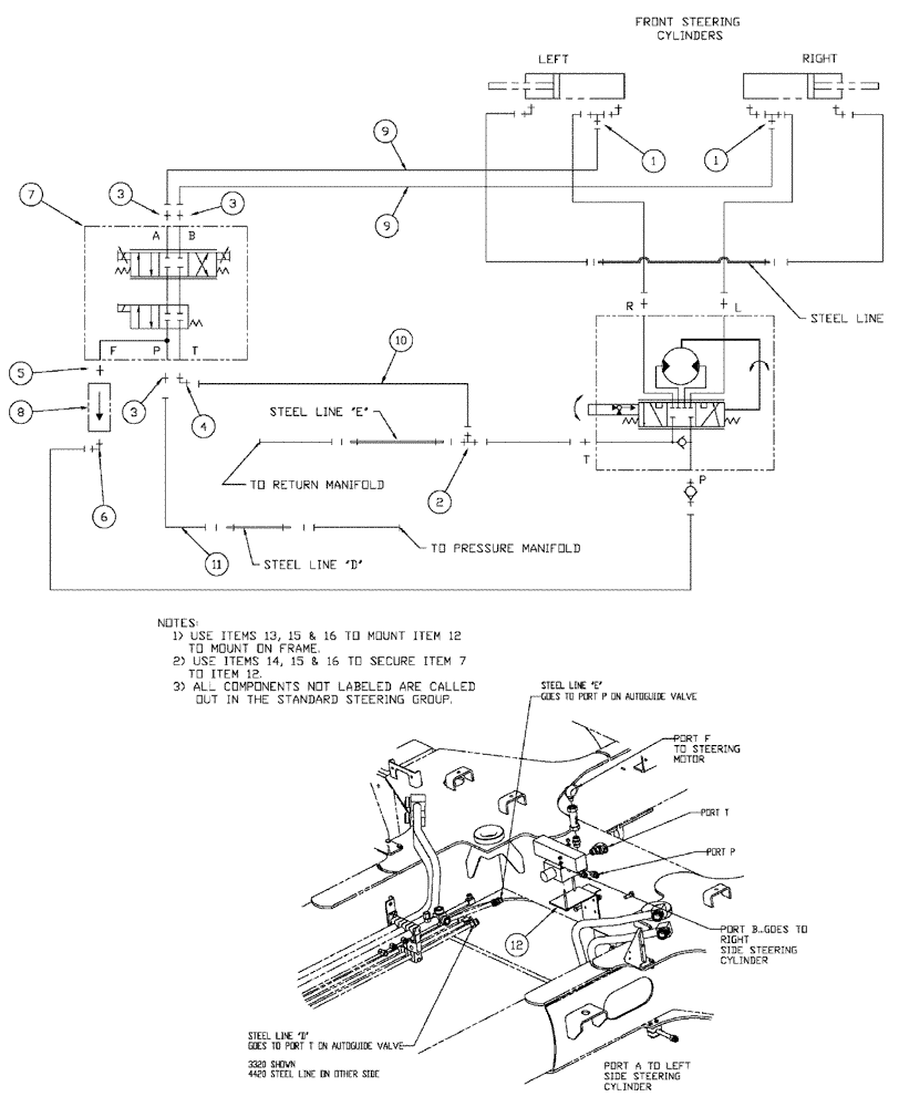 Схема запчастей Case IH SPX3320 - (06-038) - HYDRAULIC GROUP, AUTO GUIDE Hydraulic Plumbing