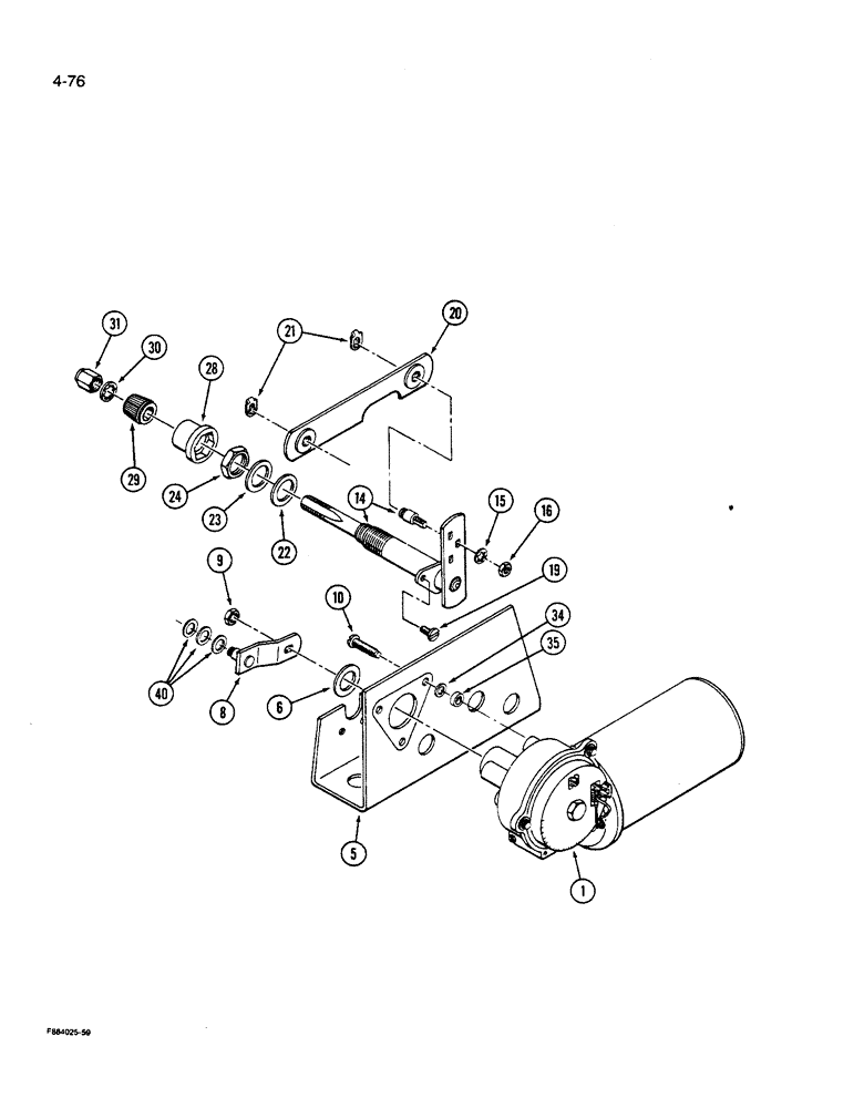 Схема запчастей Case IH 9280 - (4-076) - WIPER DRIVE ASSEMBLY FRONT WINDOWS P.I.N. JCB0027741 & AFTER (04) - ELECTRICAL SYSTEMS